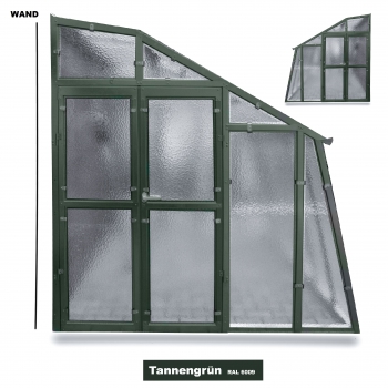Vario Stahl Anlehngewächshaus Domus 6 Nörpelglas 4mm BxL:212x600cm 12,7m² Grün